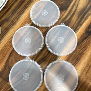 Vintage 6 Inch Sheer Round C-Tab Tupperware Replacement Lid #227-3 Set Of 5